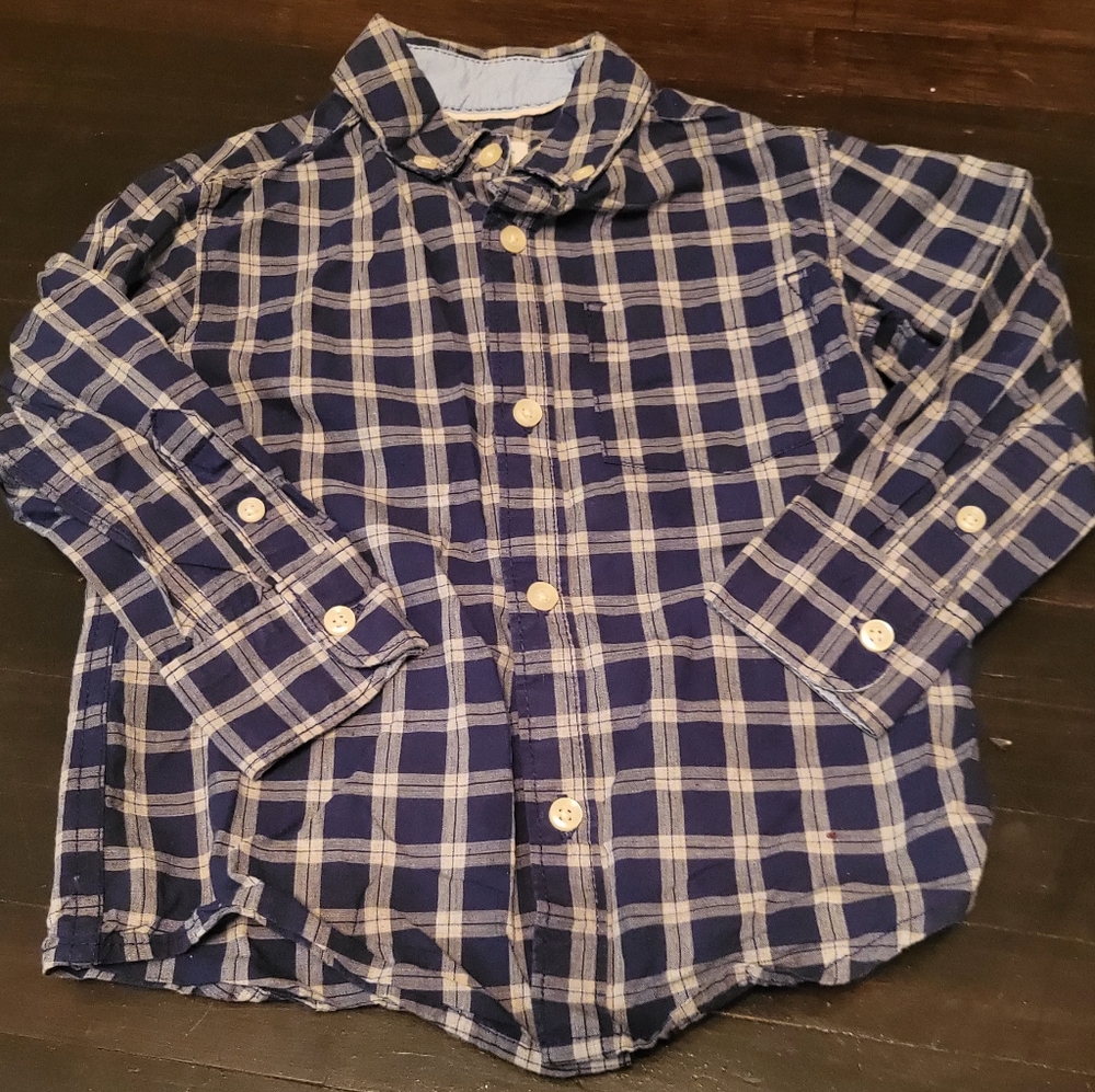 Carters boys 2t blue plaid button down dress shirt